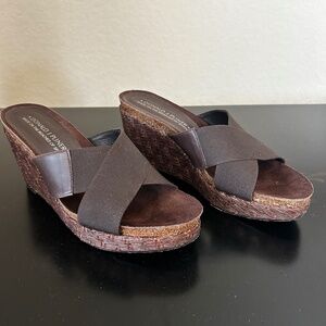 Donald J. Plainer Bosnia Wedge Slip On Sandals. Size 8M
